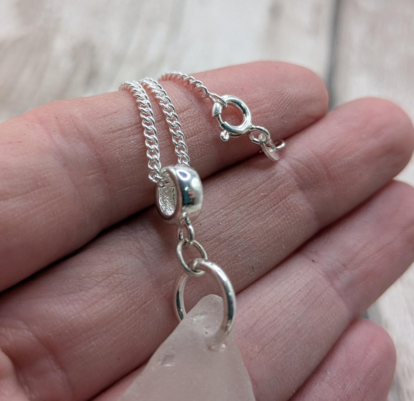 Frosted Sea Glass Necklace – Natural Thames Sea Glass Pendant on Sterling Silver Chain – Eco Beach Jewellery – Coastal Gift.