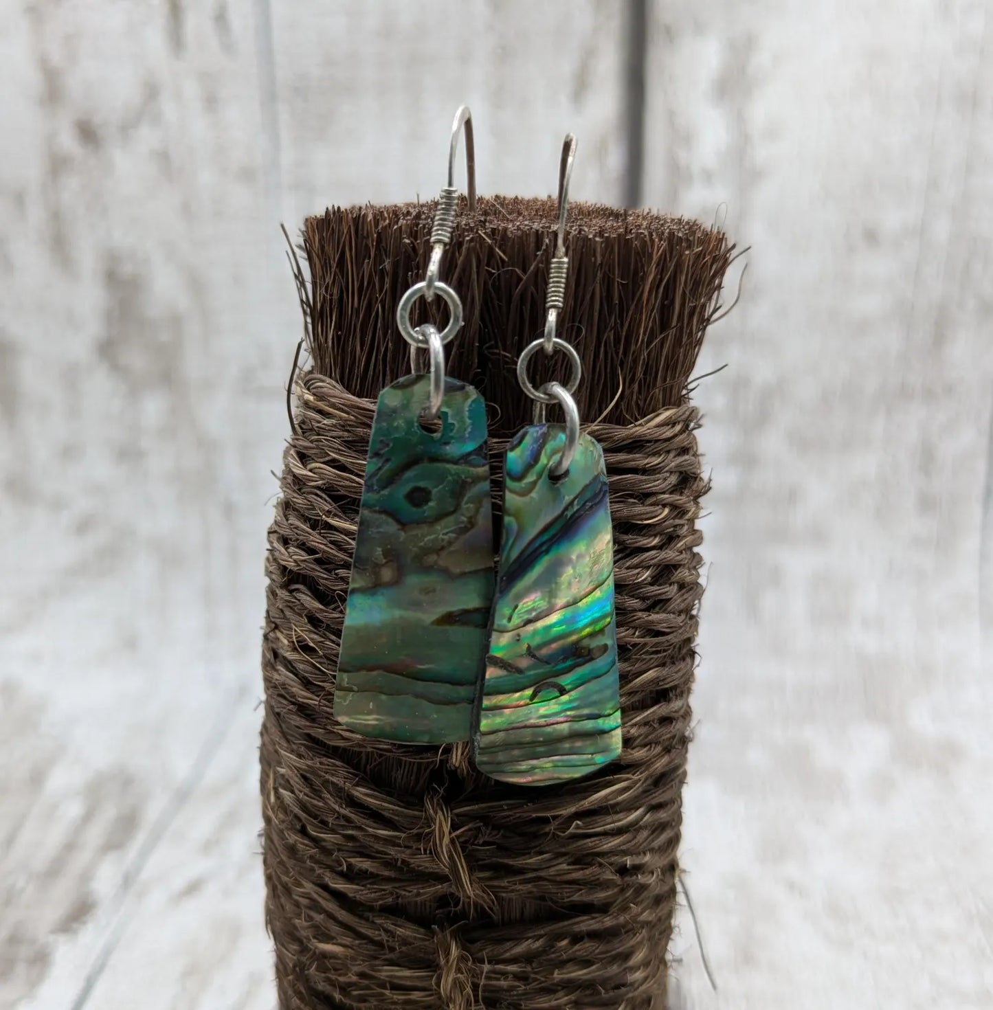 Paua Shell Roimata Earrings, NZ Abalone Teardrop Dangles with 925 Sterling Silver Hooks, Maori Inspired Ocean Jewellery, Reclaimed Eco Gift.