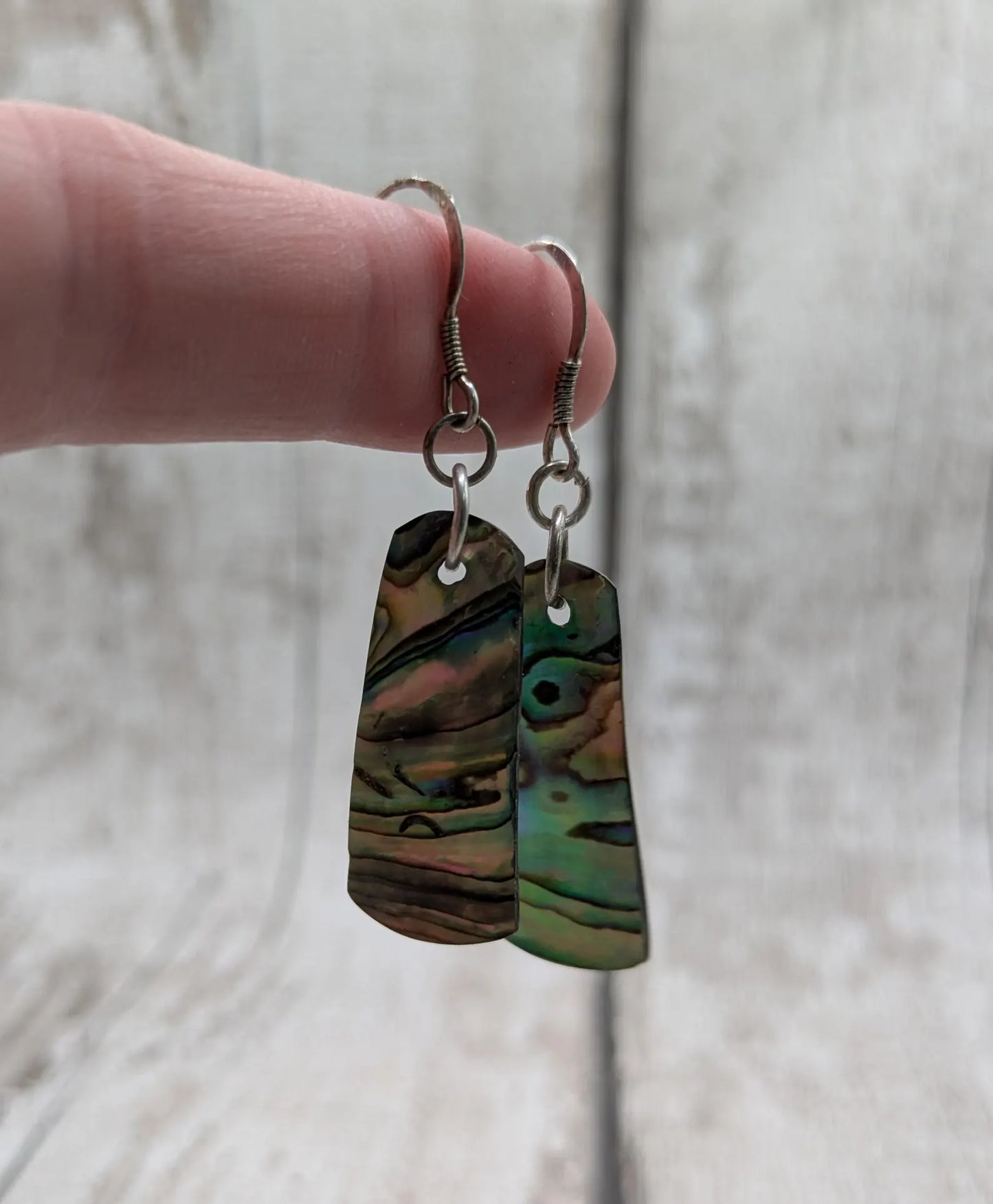 Paua Shell Roimata Earrings, NZ Abalone Teardrop Dangles with 925 Sterling Silver Hooks, Maori Inspired Ocean Jewellery, Reclaimed Eco Gift.