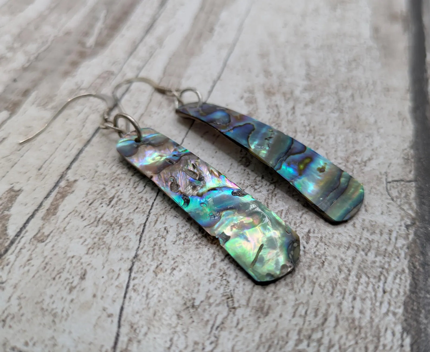 Pāua Shell Roimata Earrings, NZ Abalone Teardrop Dangles with 925 Sterling Silver Hooks, Māori Inspired Ocean Jewellery | Reclaimed Eco Gift