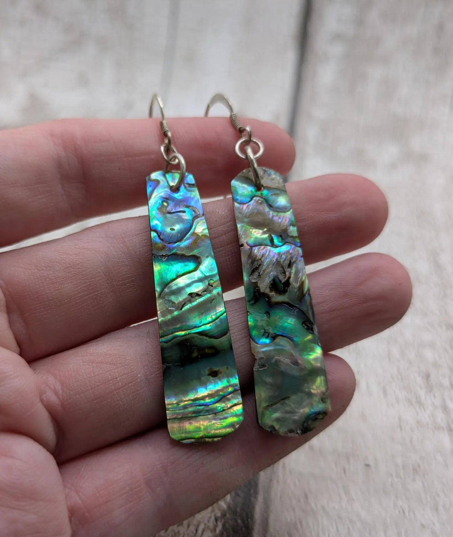 Pāua Shell Roimata Earrings, NZ Abalone Teardrop Dangles with 925 Sterling Silver Hooks, Māori Inspired Ocean Jewellery | Reclaimed Eco Gift
