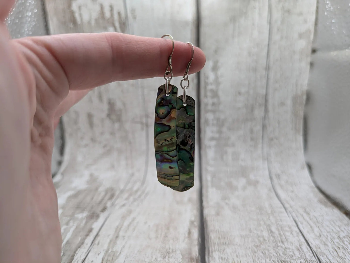 Pāua Shell Roimata Earrings, NZ Abalone Teardrop Dangles with 925 Sterling Silver Hooks, Māori Inspired Ocean Jewellery | Reclaimed Eco Gift