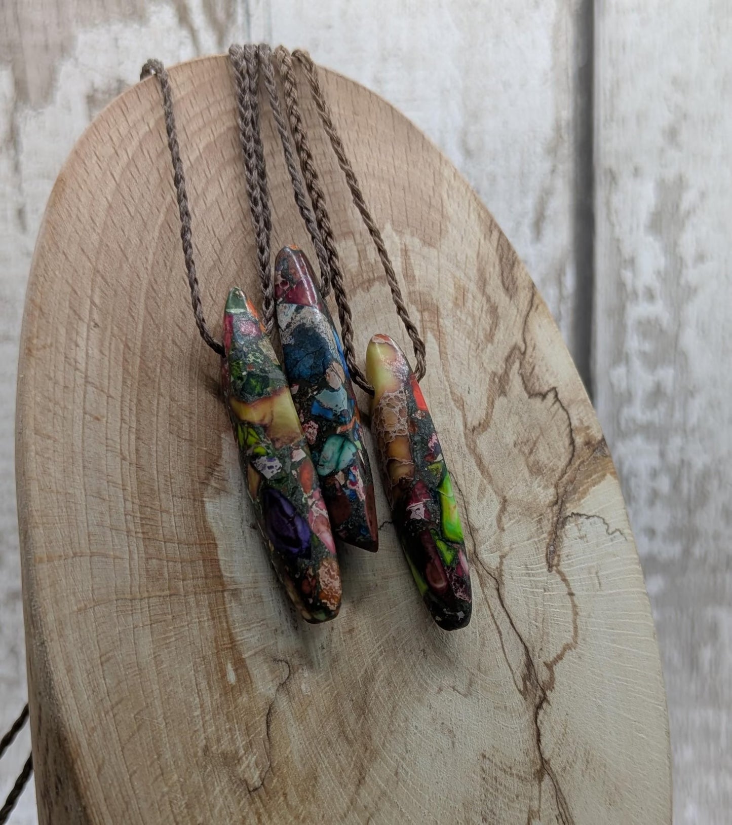 Imperial Jasper Drop Pendant – Natural Polished Jewelry Stone – Earth-Tone Healing Necklace.