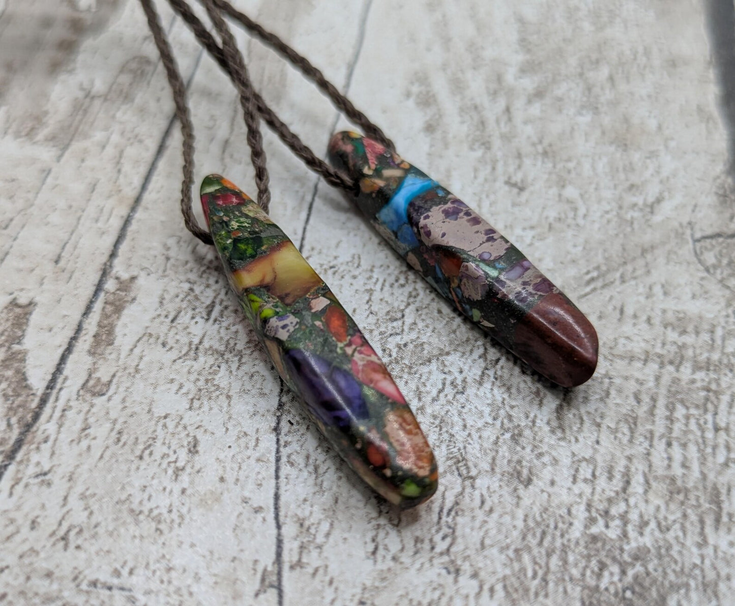 Imperial Jasper Drop Pendant – Natural Polished Jewelry Stone – Earth-Tone Healing Necklace.