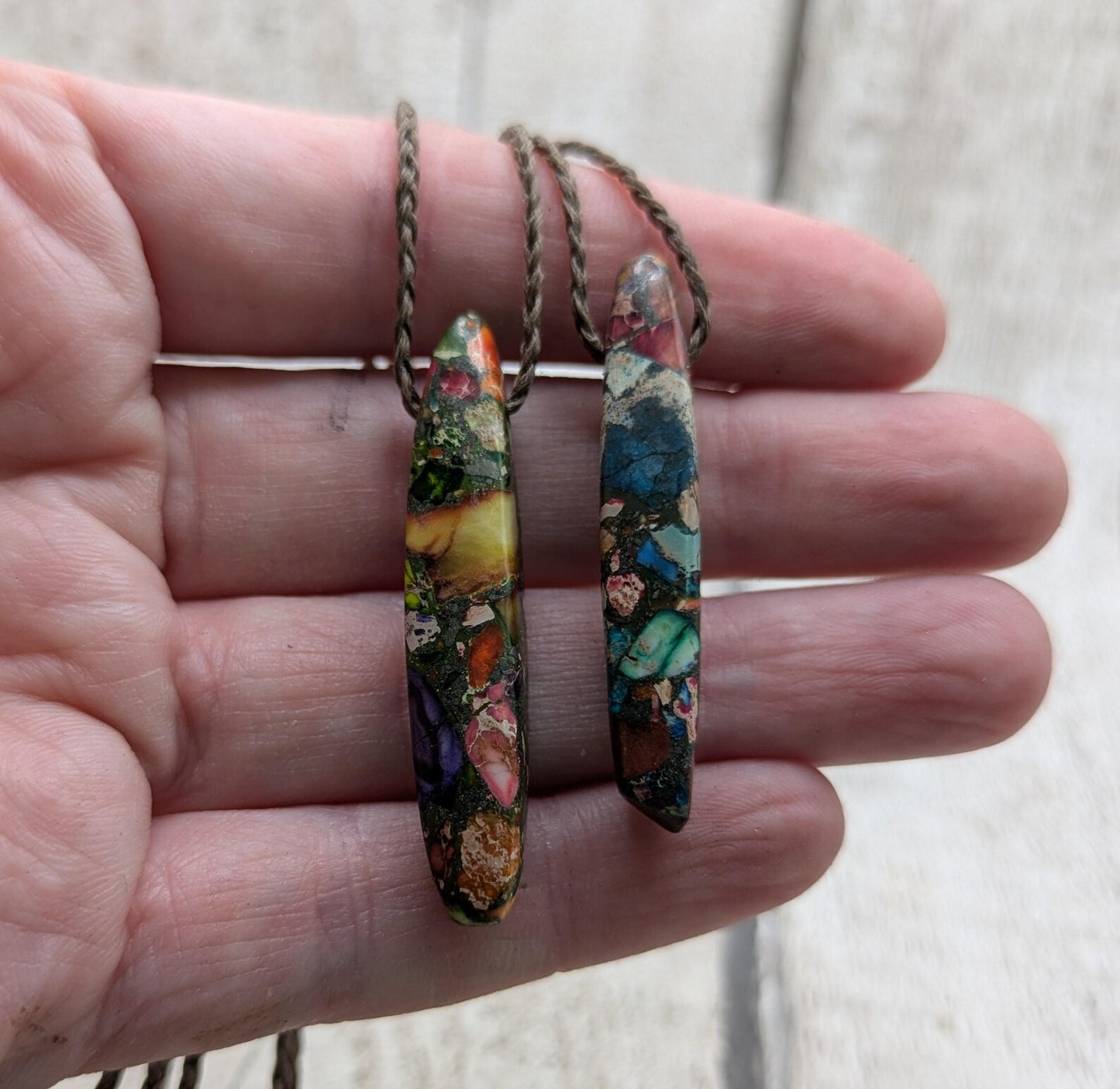 Imperial Jasper Drop Pendant – Natural Polished Jewelry Stone – Earth-Tone Healing Necklace.