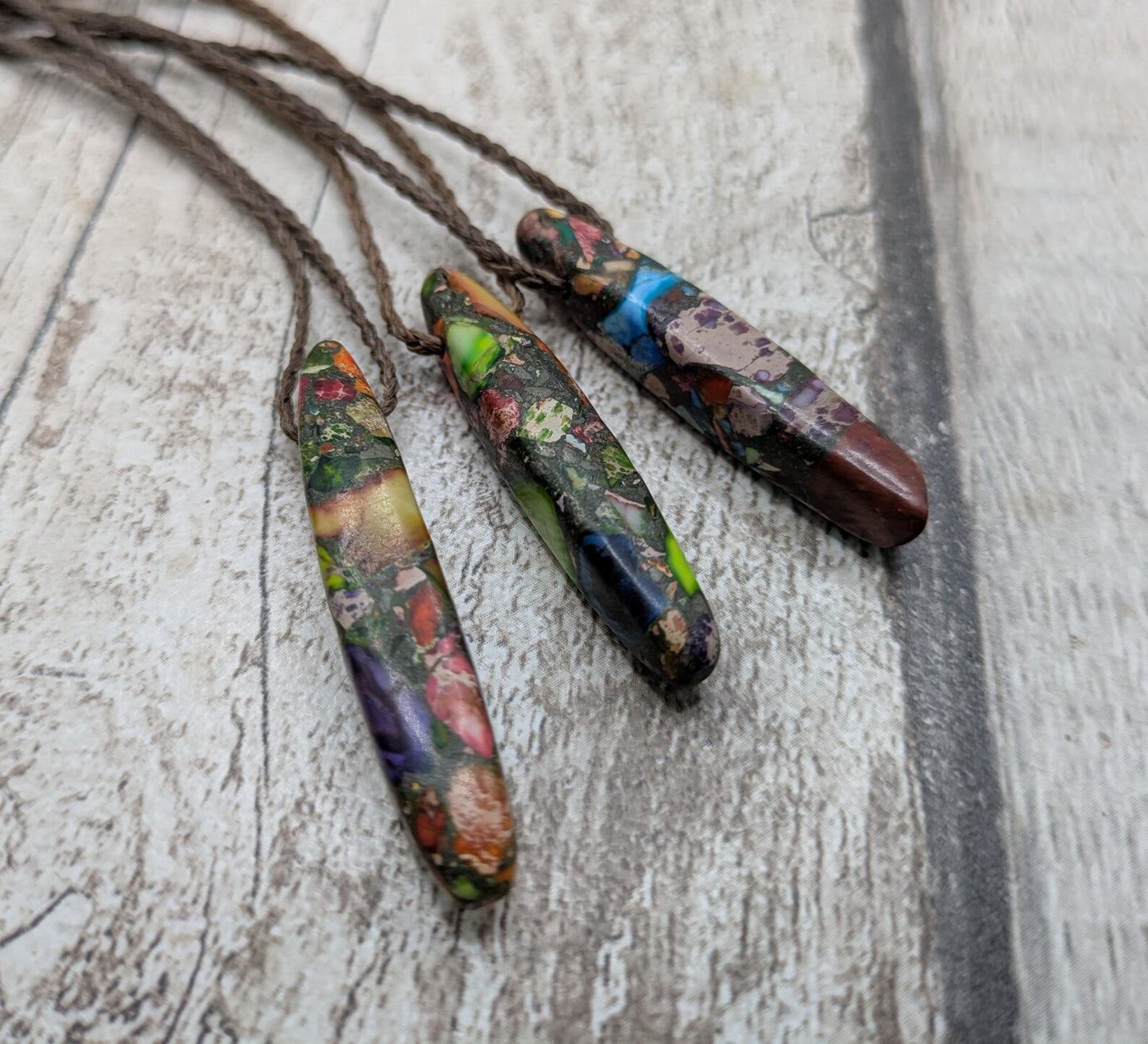 Imperial Jasper Drop Pendant – Natural Polished Jewelry Stone – Earth-Tone Healing Necklace.