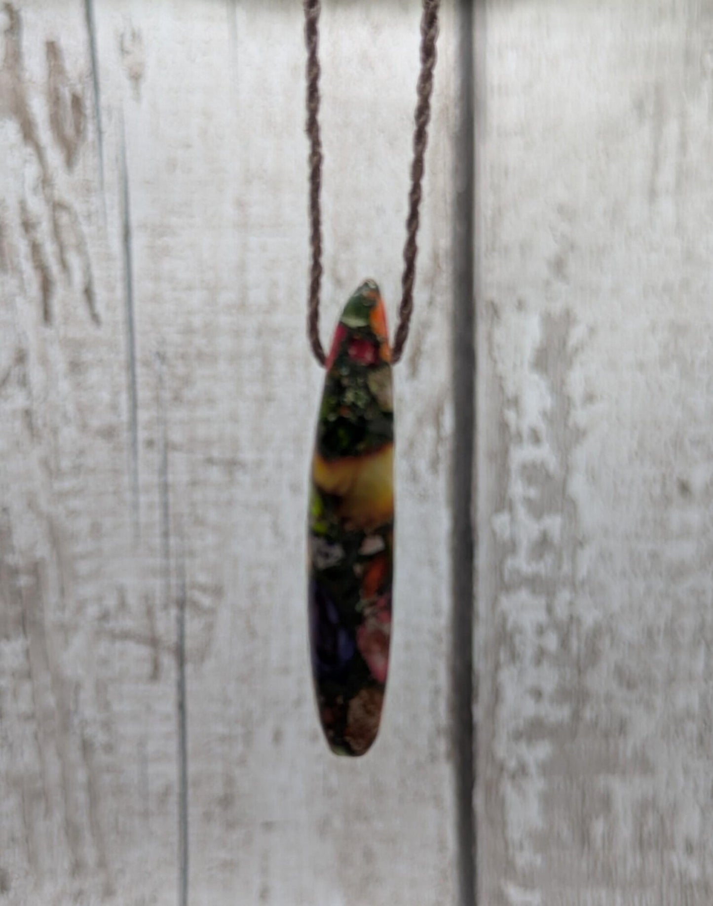 Imperial Jasper Drop Pendant – Natural Polished Jewelry Stone – Earth-Tone Healing Necklace.