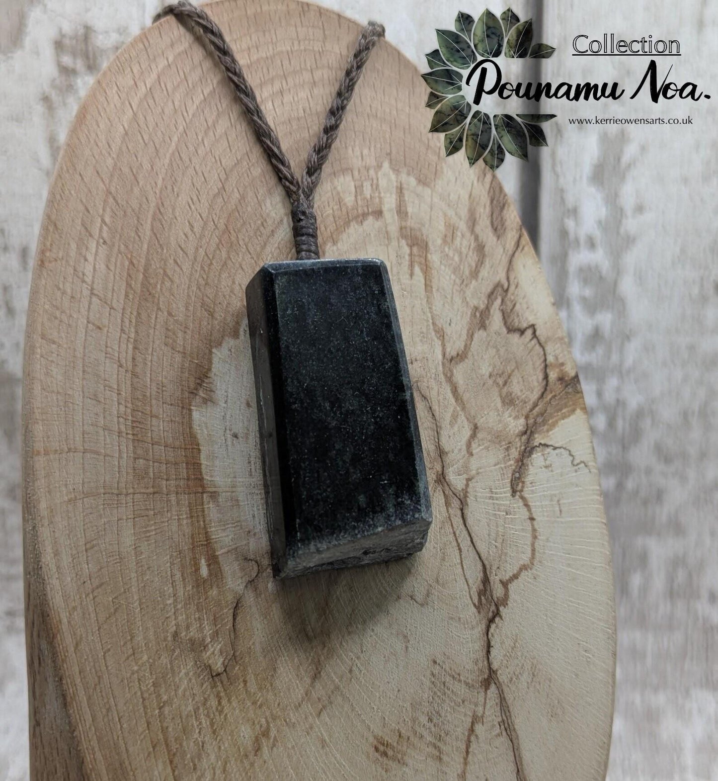 New Zealand Pounamu Nephrite Jade Rectangle Pendant – Raw Live Edge, Sparkling Greenstone