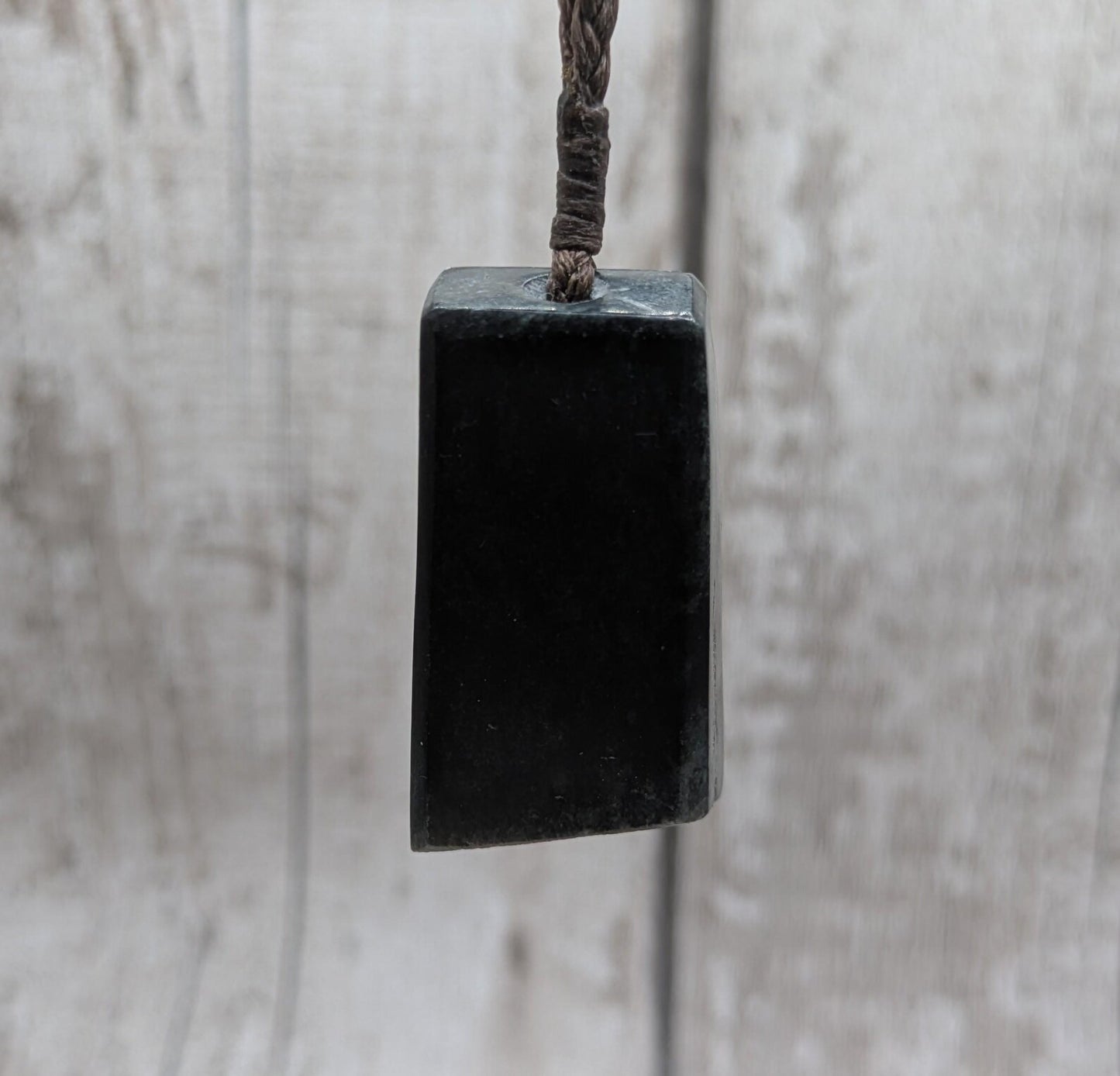 New Zealand Pounamu Nephrite Jade Rectangle Pendant – Raw Live Edge, Sparkling Greenstone