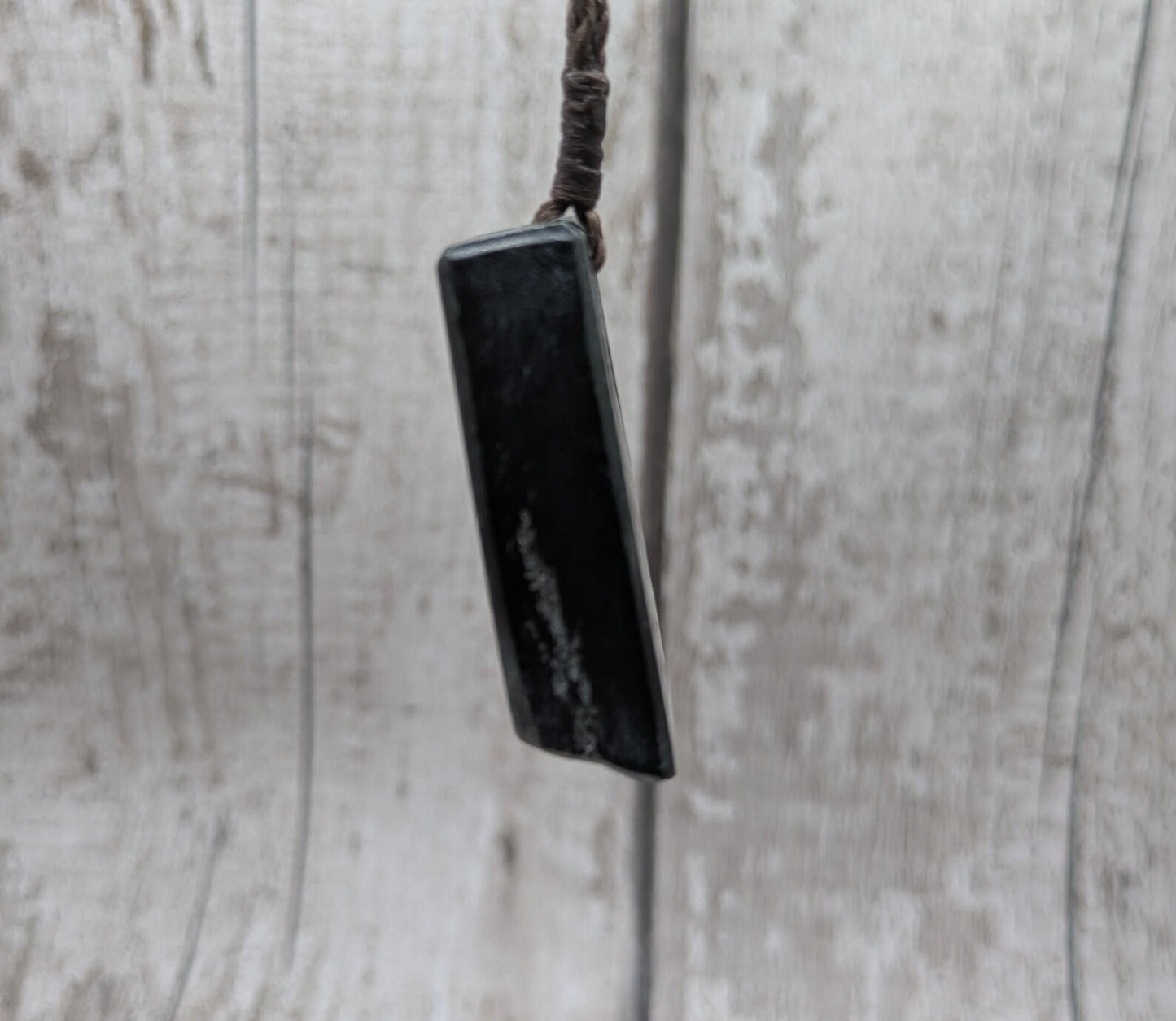 New Zealand Pounamu Nephrite Jade Rectangle Pendant – Raw Live Edge, Sparkling Greenstone