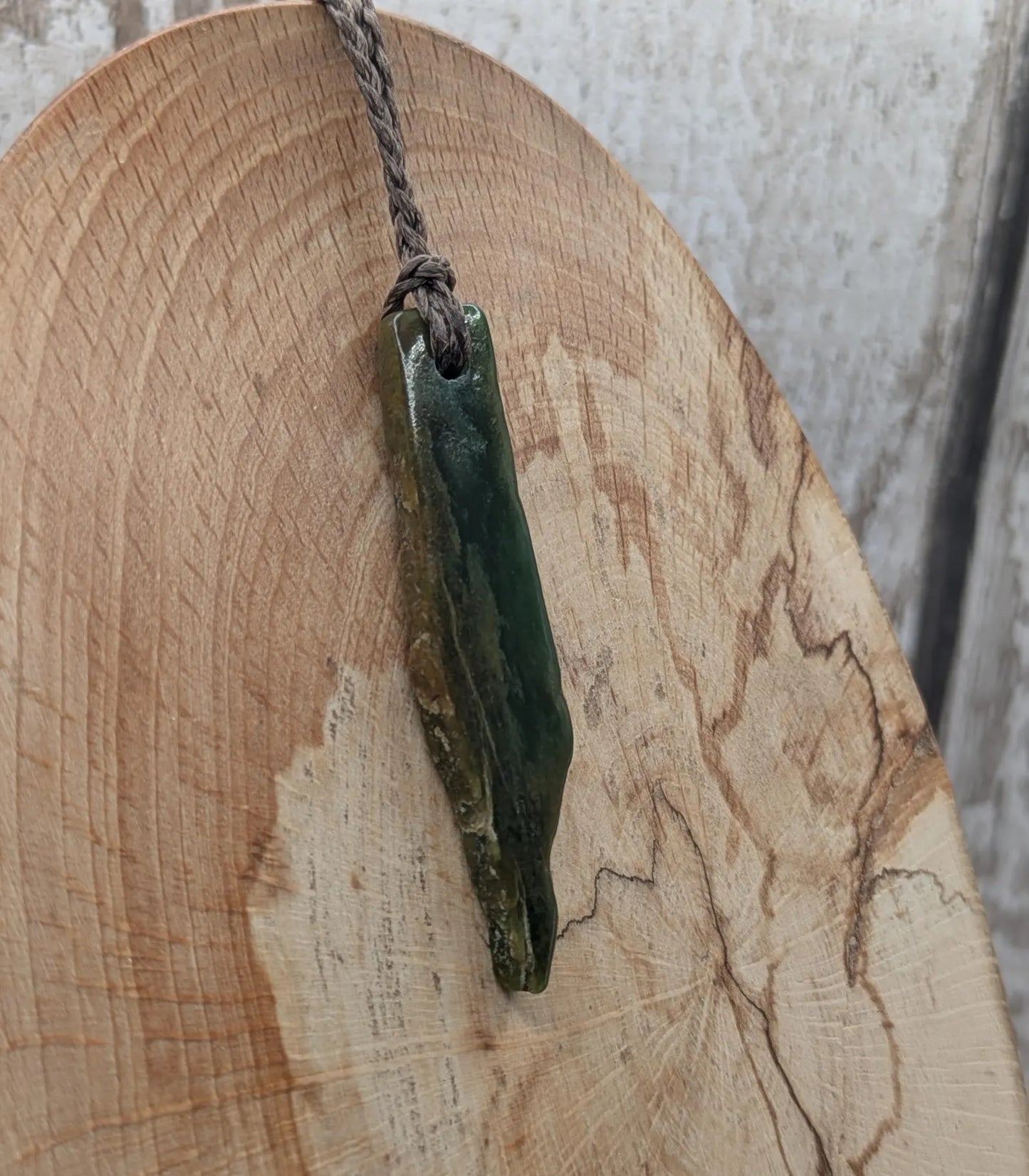 Tumble polished New Zealand Pounamu Jade Necklace – Raw Greenstone Offcut crystal Pendant on Cord, simple spiritual jewellery.
