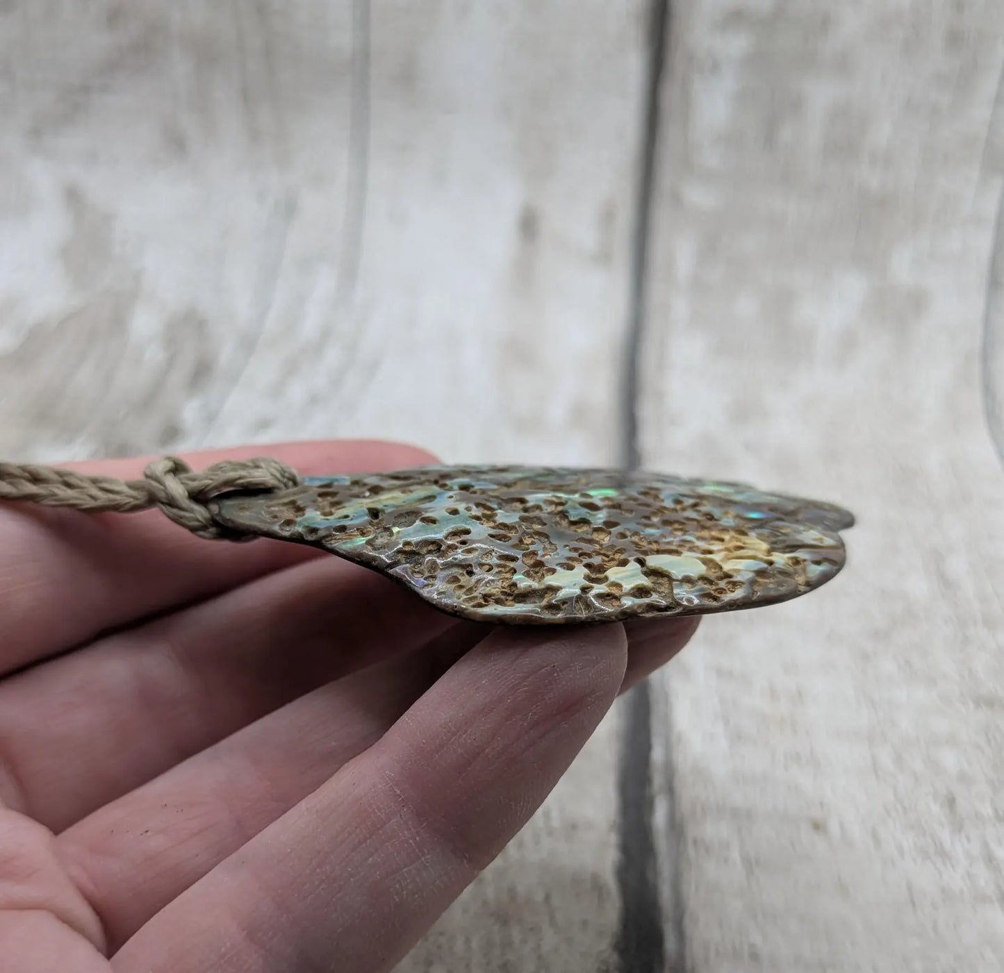 Large Freeform NZ Pāua Shell Pendant – Iridescent Abalone Statement Necklace, Natural statement Beach Jewellery.