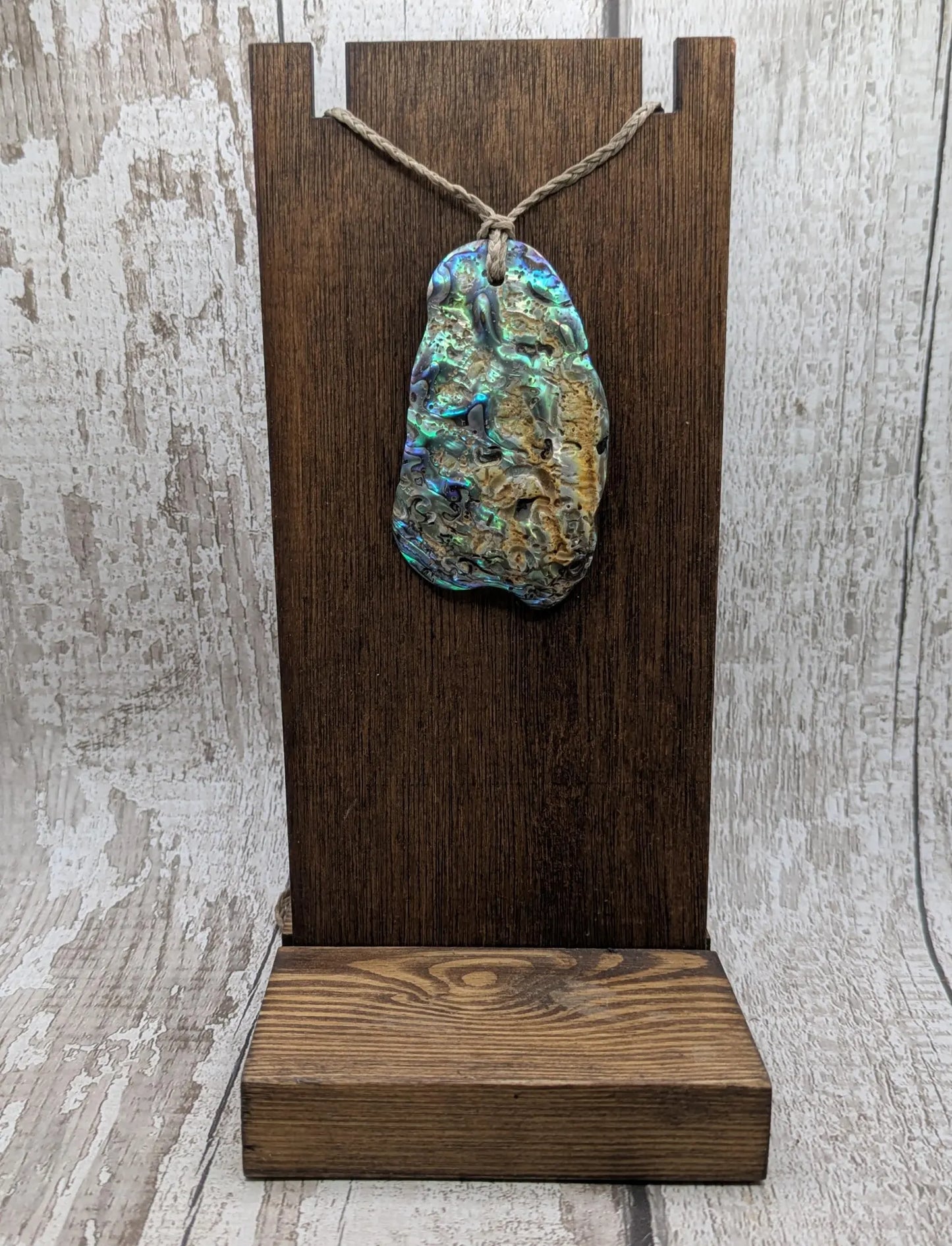 Large Freeform NZ Pāua Shell Pendant – Iridescent Abalone Statement Necklace, Natural statement Beach Jewellery.