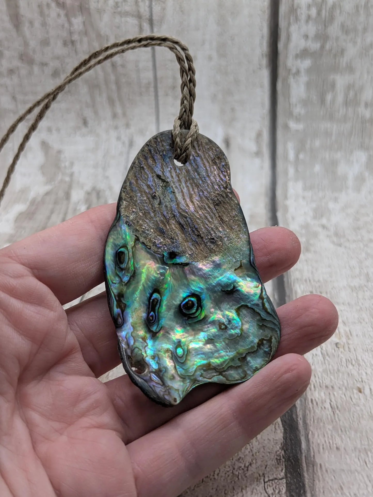 Large Freeform NZ Pāua Shell Pendant – Iridescent Abalone Statement Necklace, Natural statement Beach Jewellery.