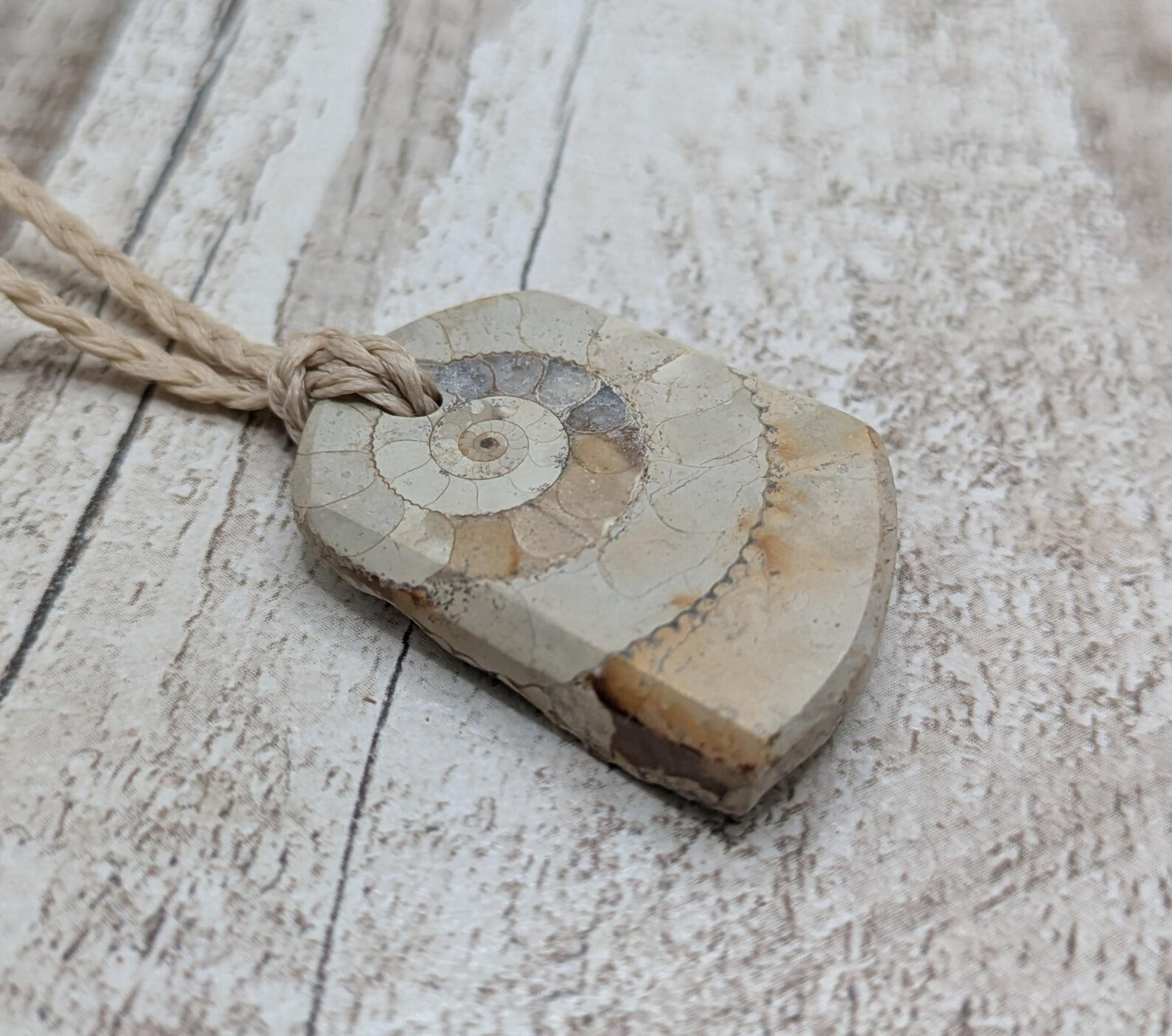 Jurassic Charmouth Ammonite Pendant – Calcite-Crystal in Limestone Fossil Necklace - Natural history - Fibonacci sequence amulet.