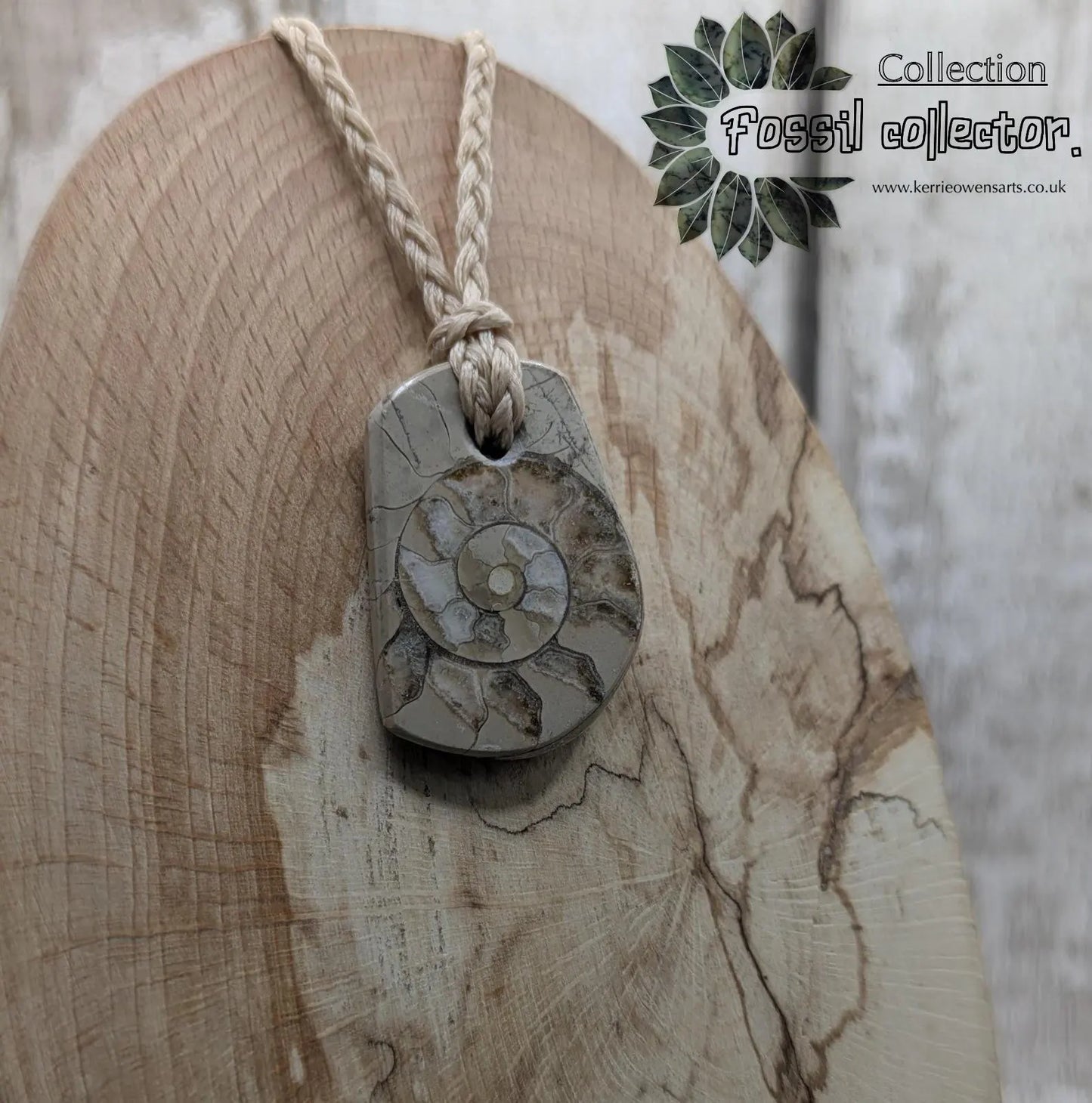 Jurassic Charmouth Ammonite Pendant – Calcite-Crystal in Limestone Fossil Necklace - Natural history - Fibonacci sequence amulet.