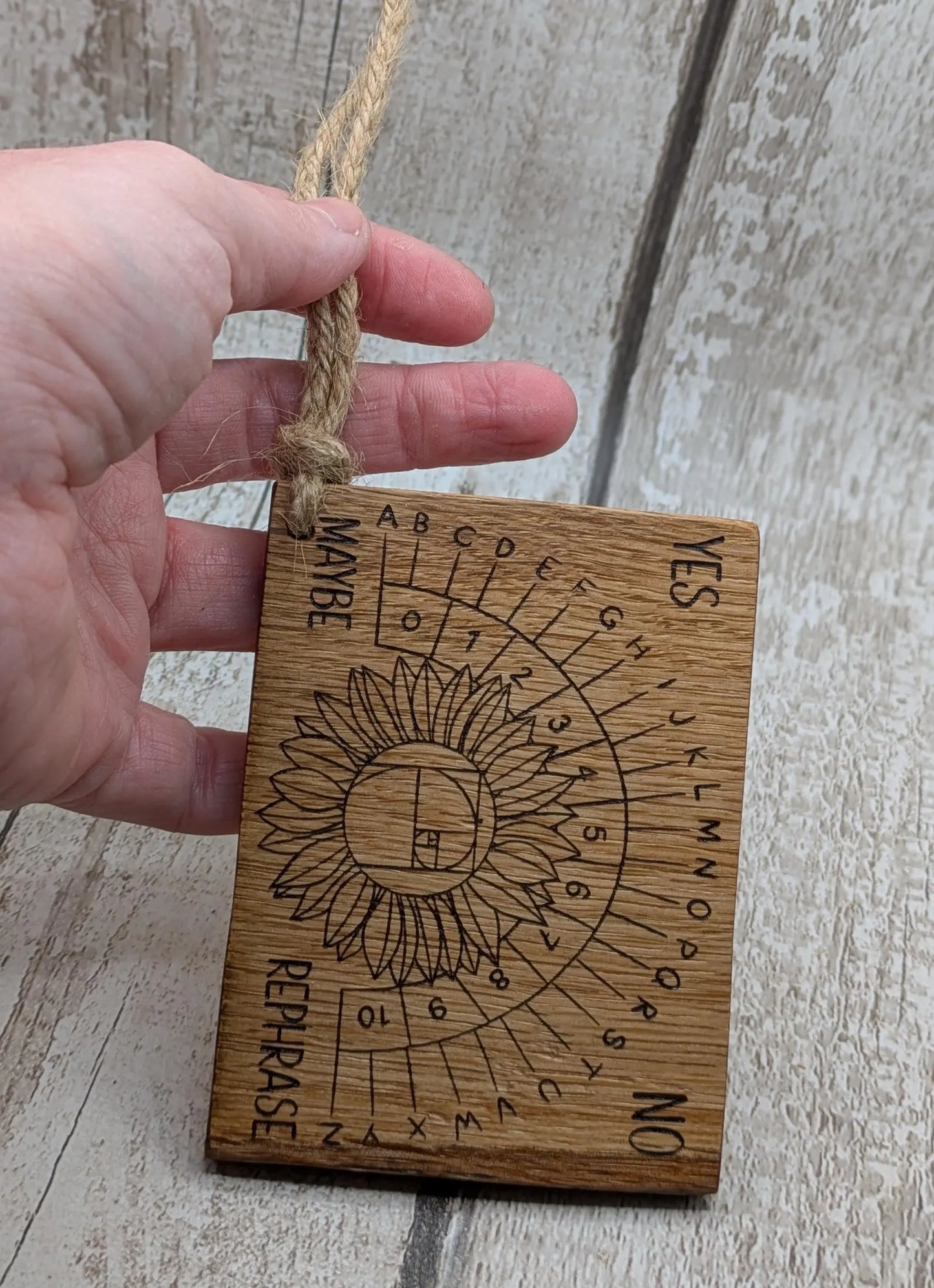 Travel, pocket sized Oakwood laser printed pendulum board.