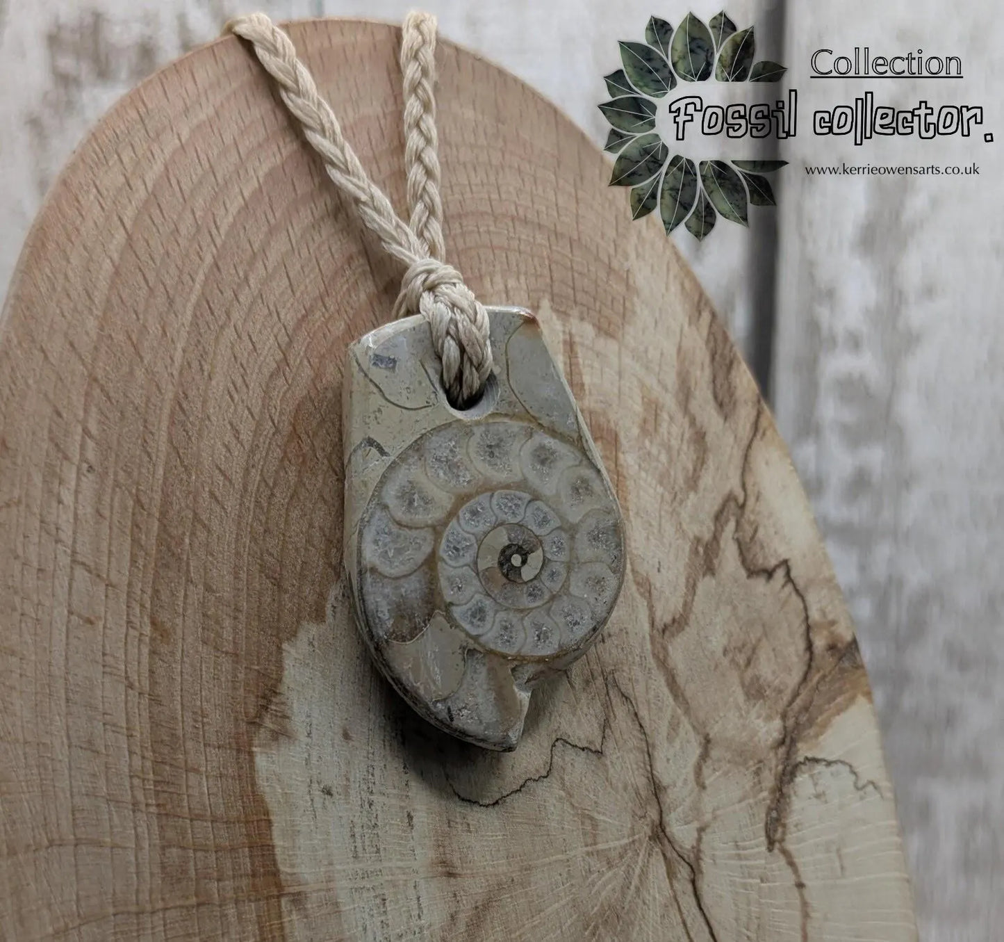 Jurassic Charmouth Ammonite Pendant – Calcite-Crystal in Limestone Fossil Necklace - Natural history - Fibonacci sequence amulet.
