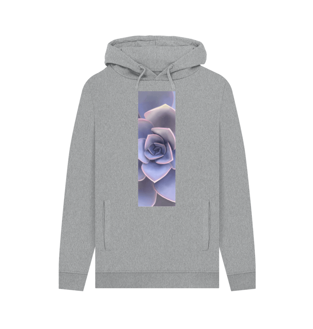 Light Heather Unisex Purple ombr\u00e9 succulent banner hoodie.