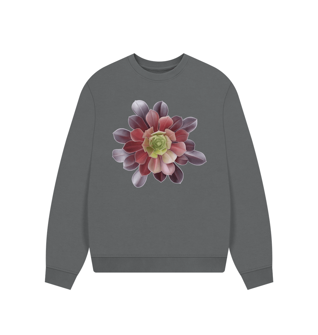 Slate Grey Green to red ombr\u00e9 oversized women\u2019s sweatshirt.