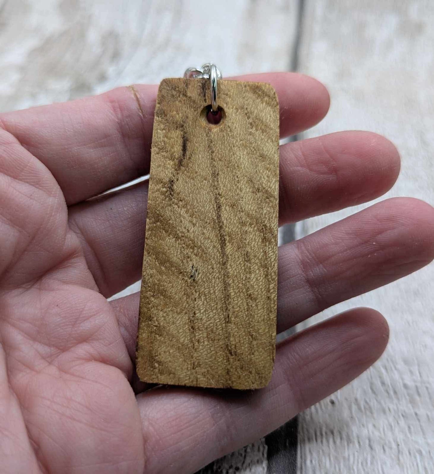 Laburnum wood protection bind rune keyring.