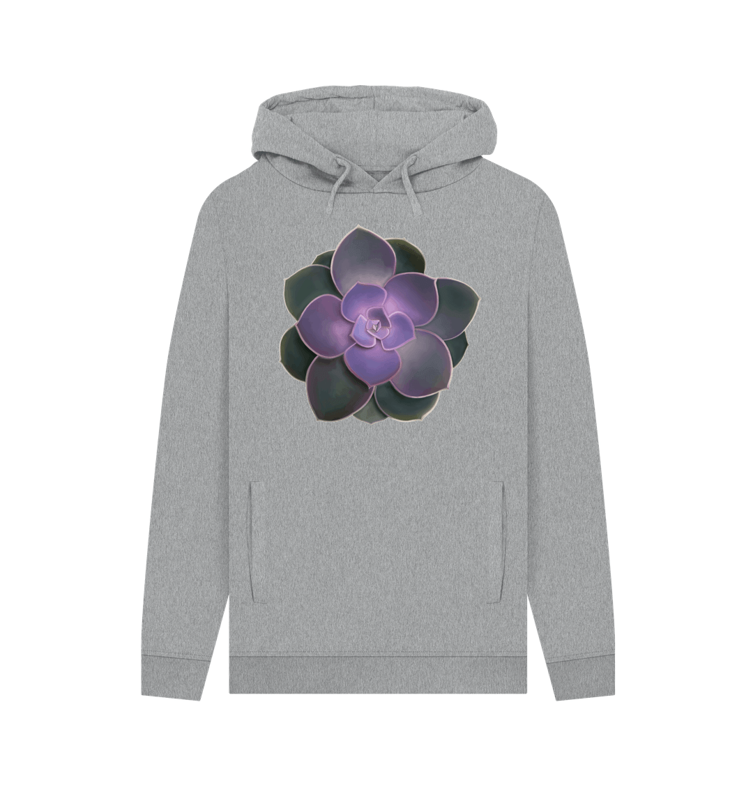 Light Heather Unisex purple to green ombr\u00e9 succulent hoodie.