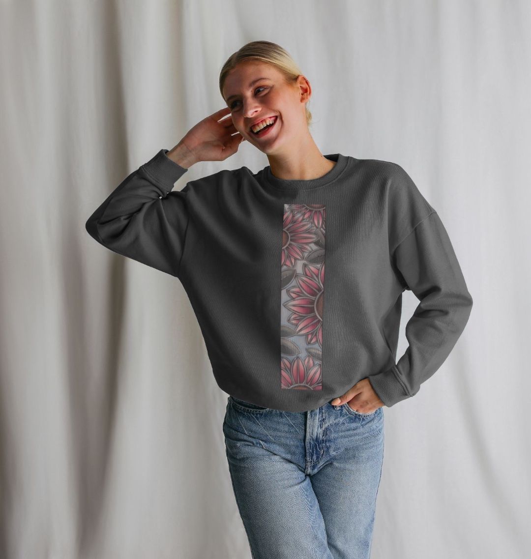 Stained glass sunflower women’s oversized sweatshirt.