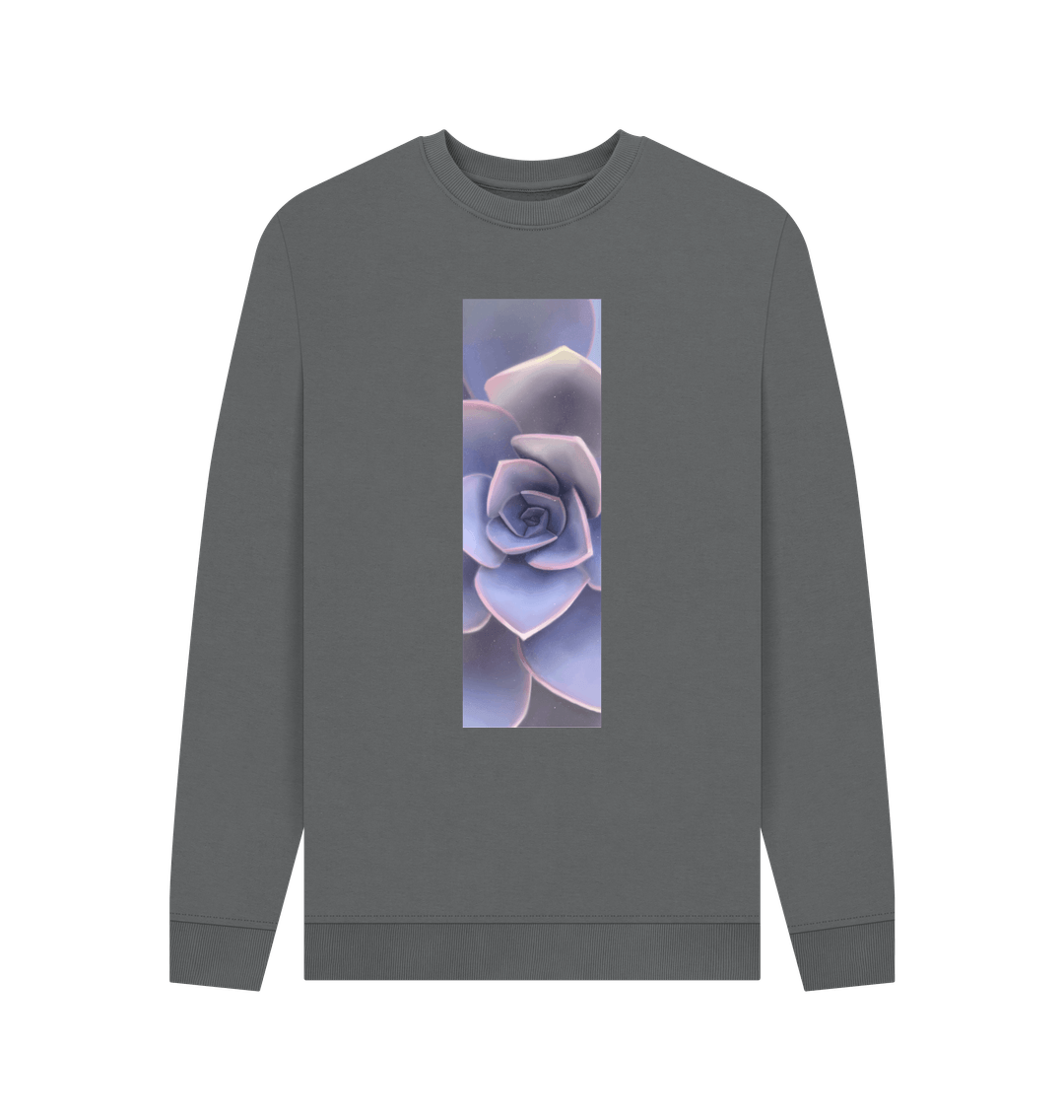 Slate Grey Men\u2019s pastel purple ombr\u00e9 succulent sweater.