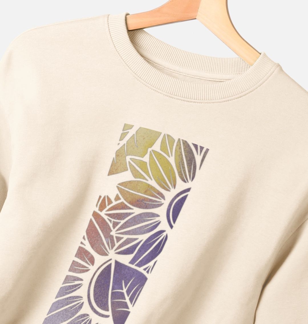 Women’s rainbow spray painted sunflowers over sized sweatshirt.