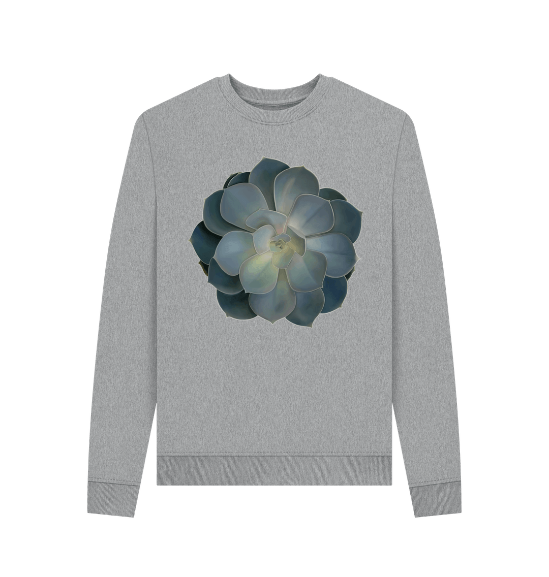 Light Heather Green ombr\u00e9 succulent women\u2019s sweatshirt.