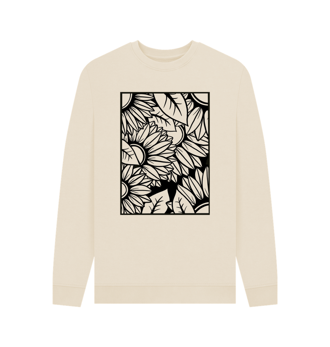 Oat Mens sunflower outline crewneck sweatshirt.