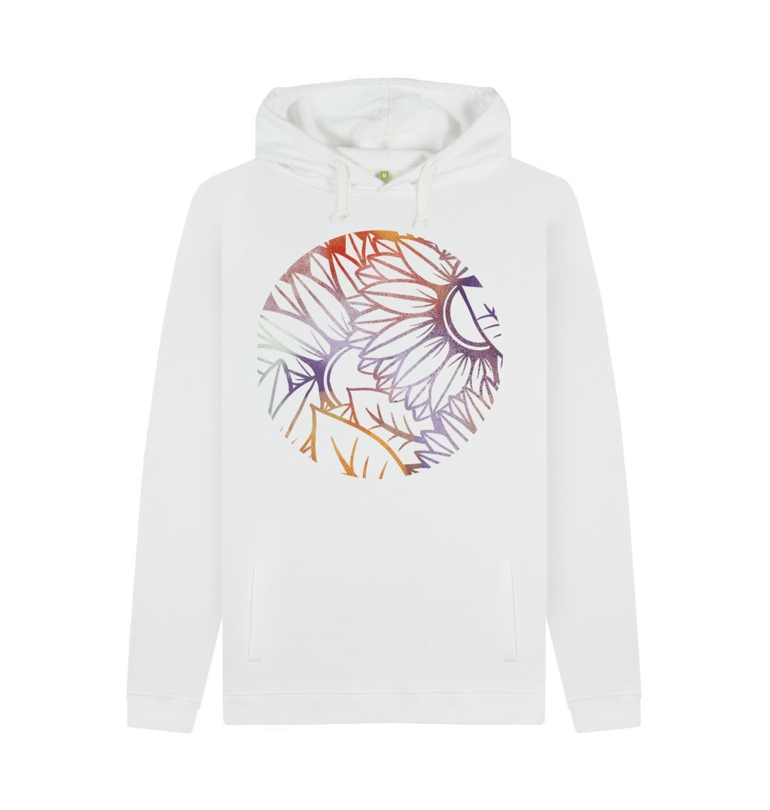 White Circle spray painted sunflowers unisex hoodie.