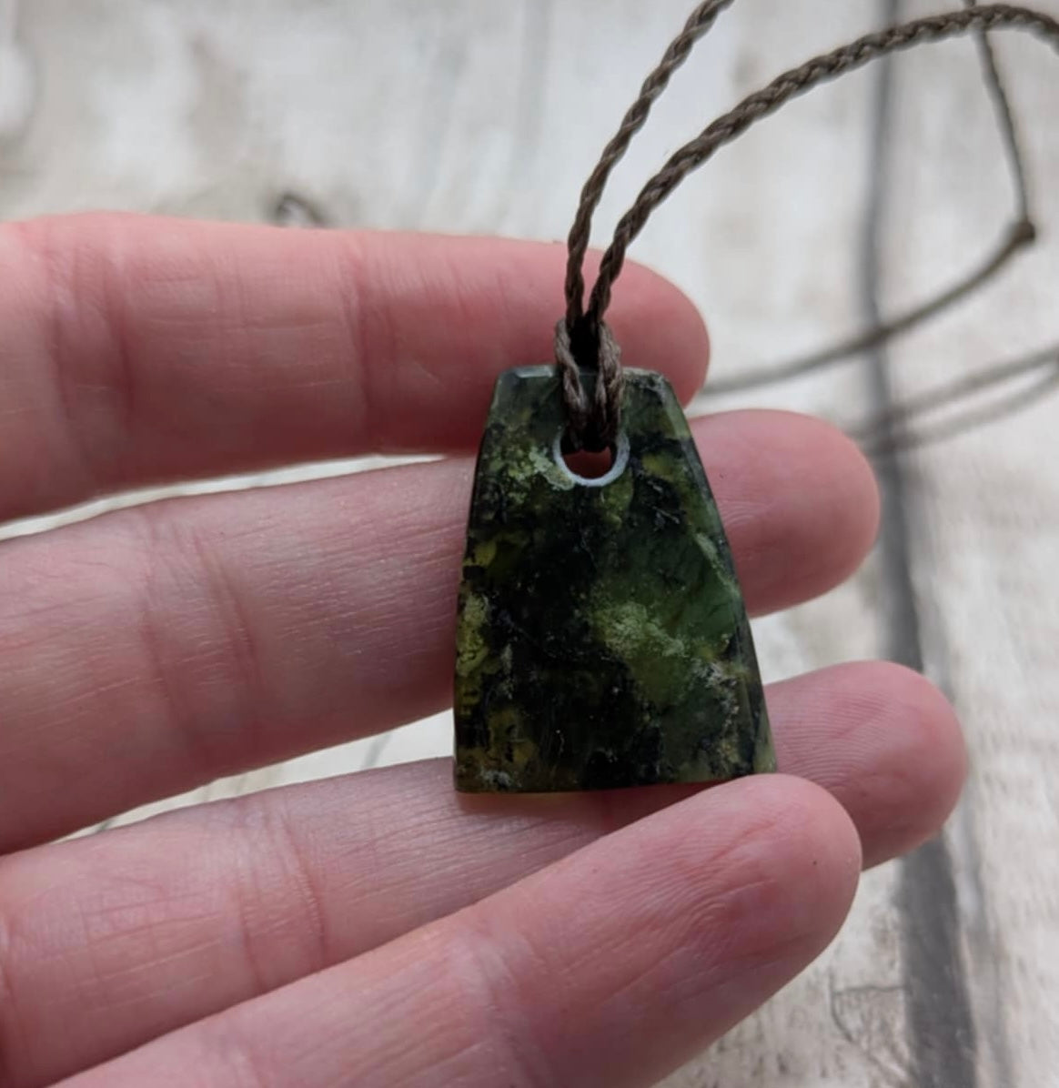 Haast pass serpentine pounamu greenstone Toki style pendant.