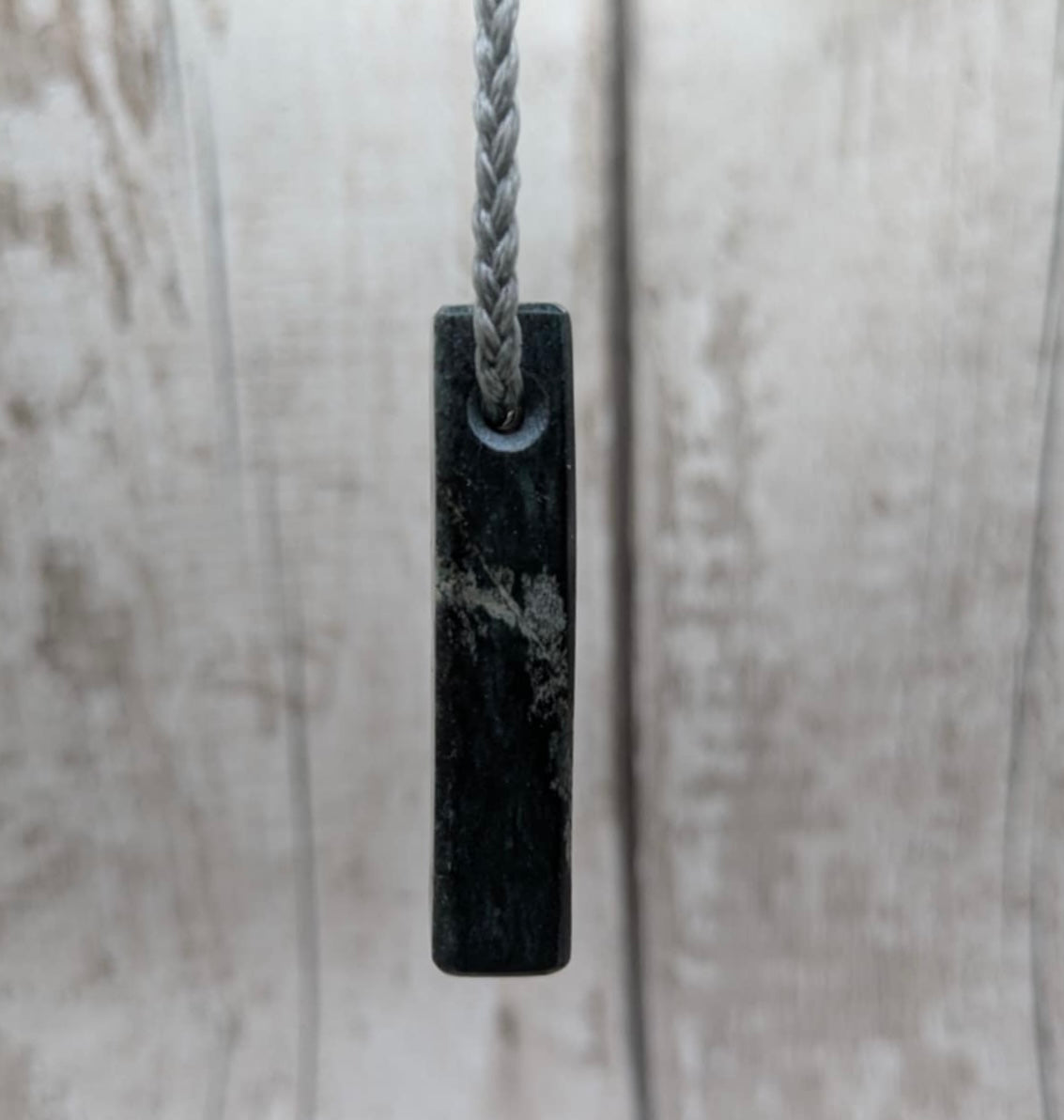 Small NZ Pounamu Nephrite Jade Rectangular Pendant – Side-Drilled Minimalist Greenstone Necklace, spiritual crystal.