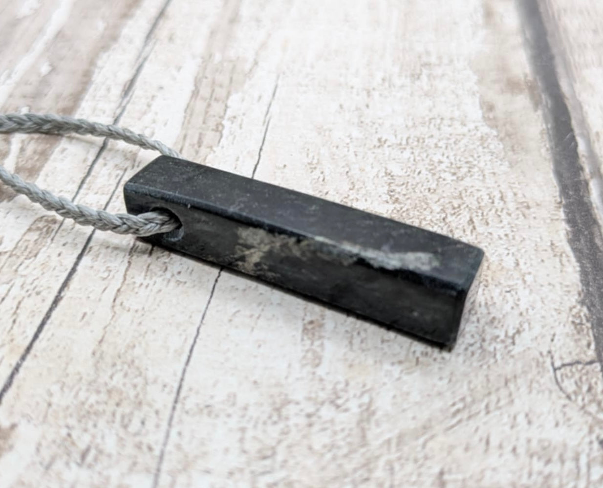Small NZ Pounamu Nephrite Jade Rectangular Pendant – Side-Drilled Minimalist Greenstone Necklace, spiritual crystal.