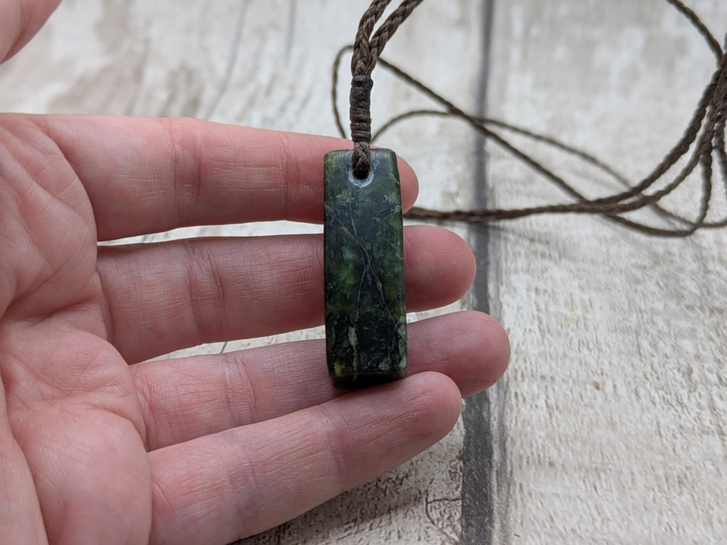 Hast pass serpentine rectangle pendant Pounamu greenstone.