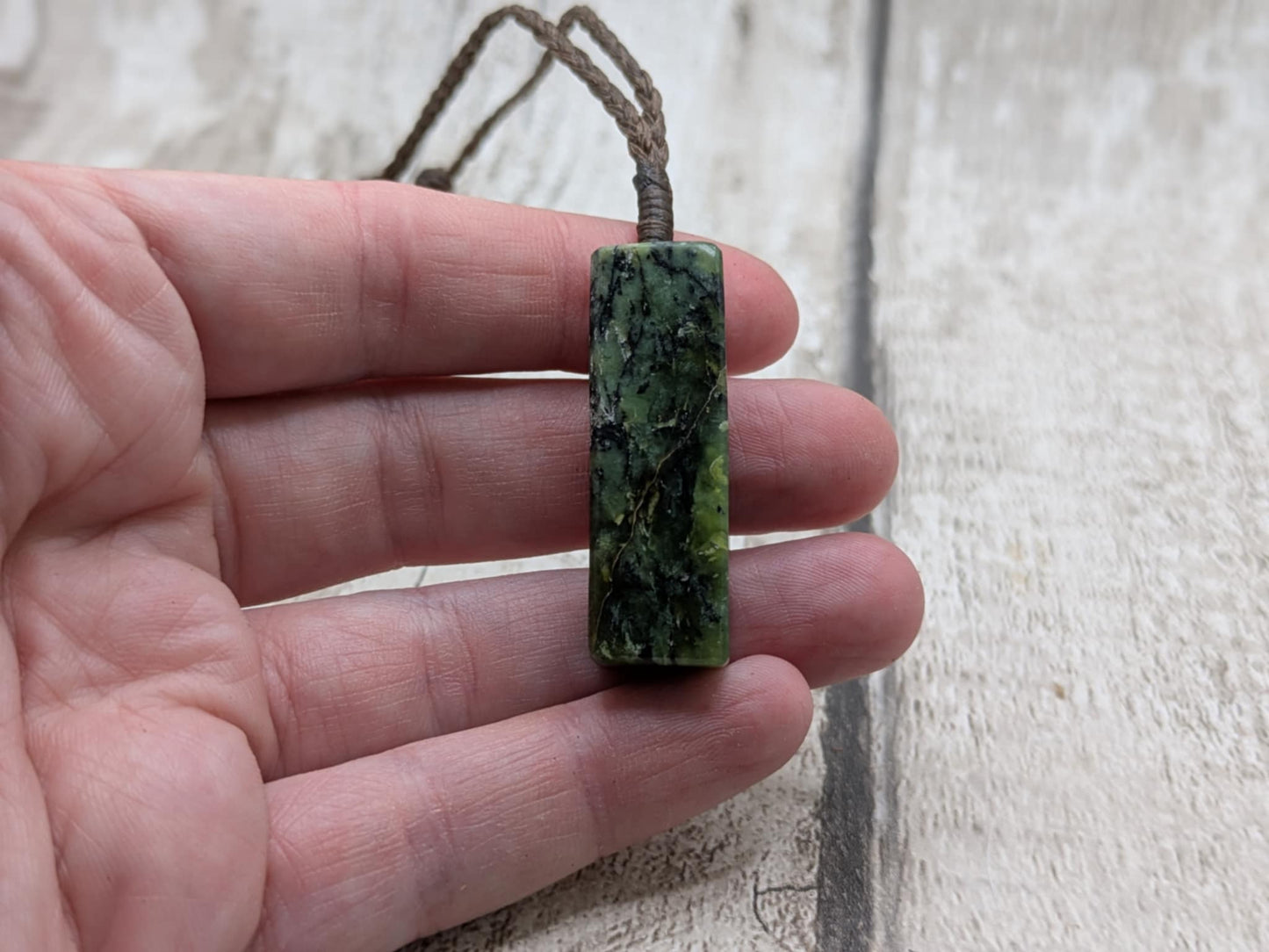 Hast pass serpentine rectangle pendant Pounamu greenstone.