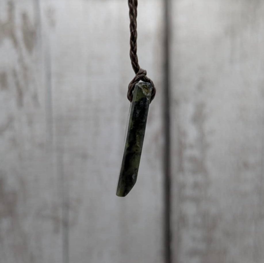 Haast pass serpentine pounamu greenstone Toki style pendant.