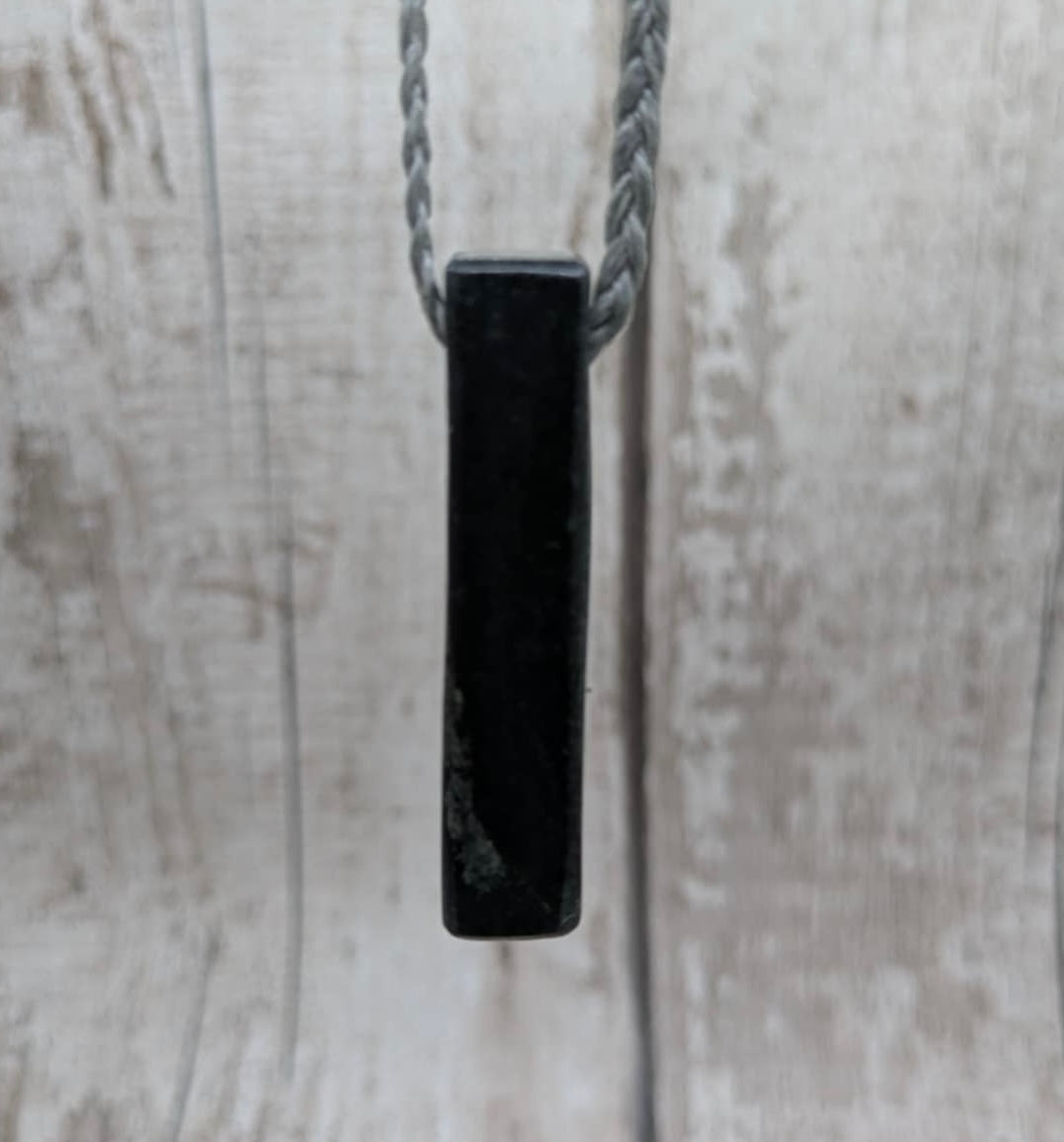 Small NZ Pounamu Nephrite Jade Rectangular Pendant – Side-Drilled Minimalist Greenstone Necklace, spiritual crystal.