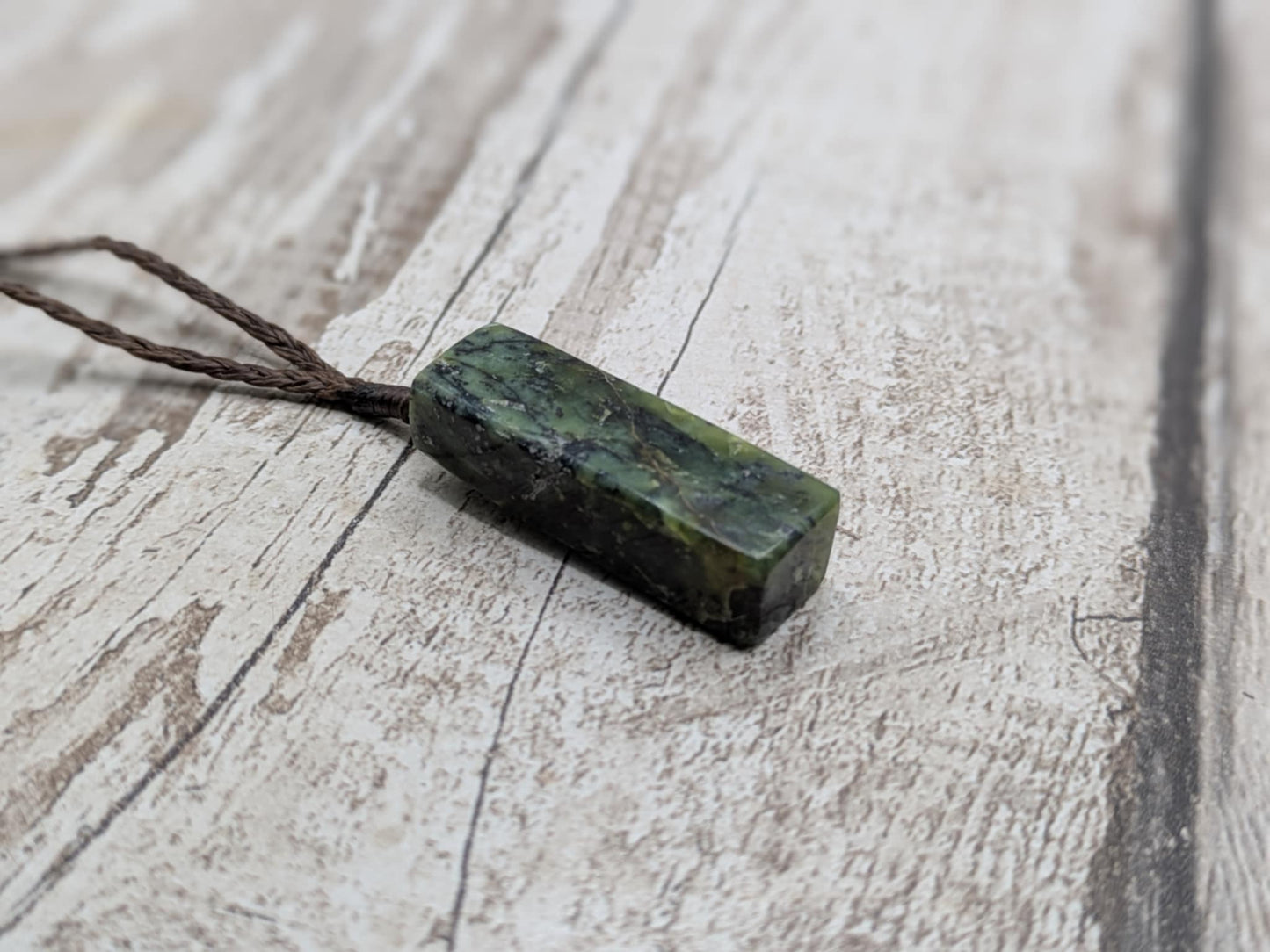 Hast pass serpentine rectangle pendant Pounamu greenstone.