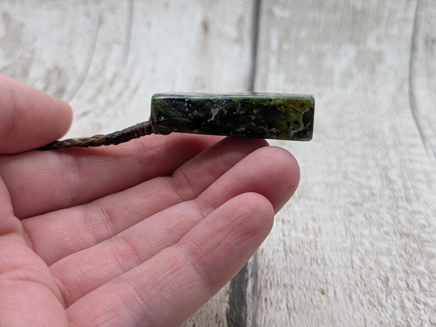 Hast pass serpentine rectangle pendant Pounamu greenstone.