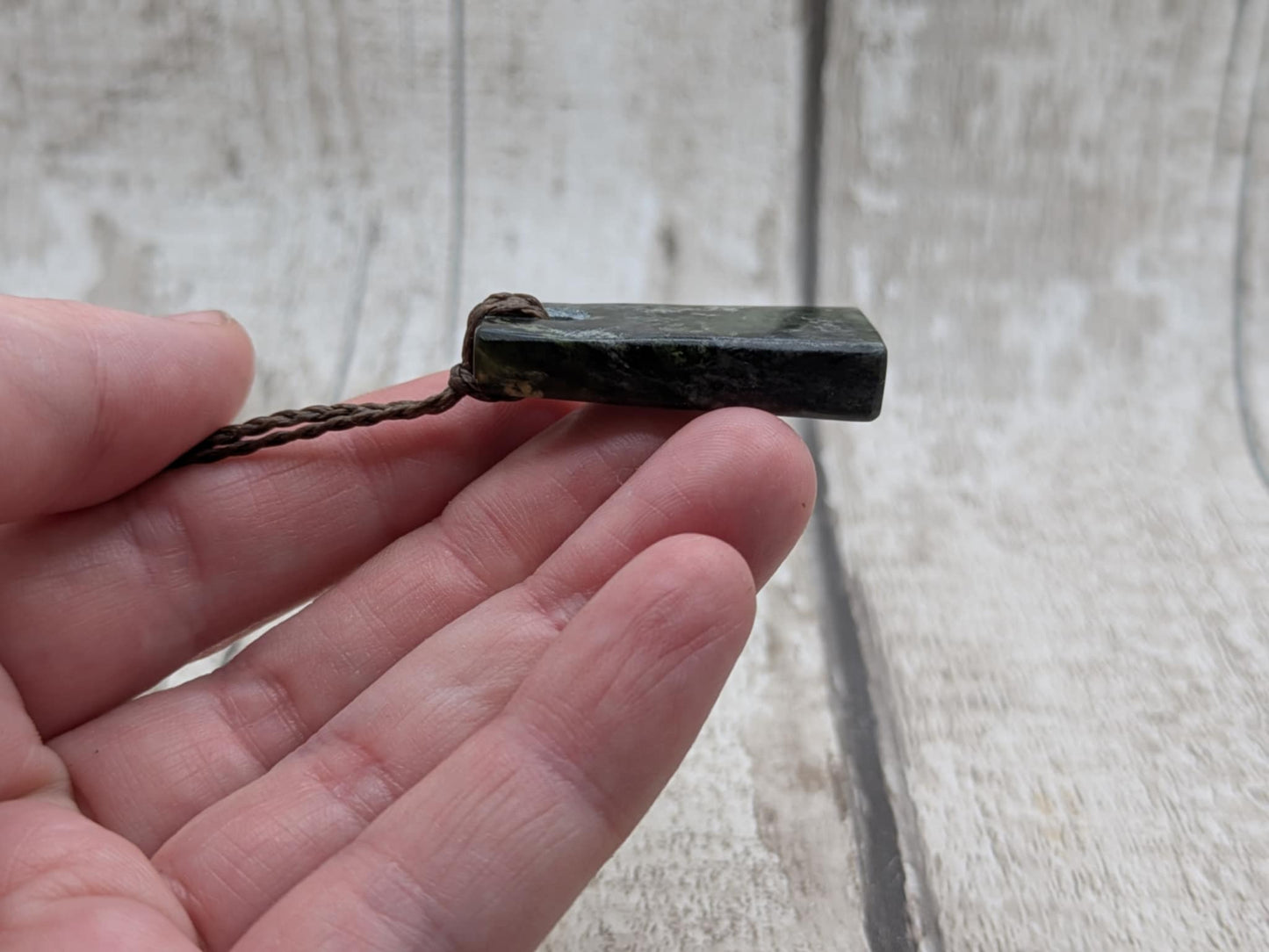 Hast pass serpentine rectangle pendant Pounamu greenstone.