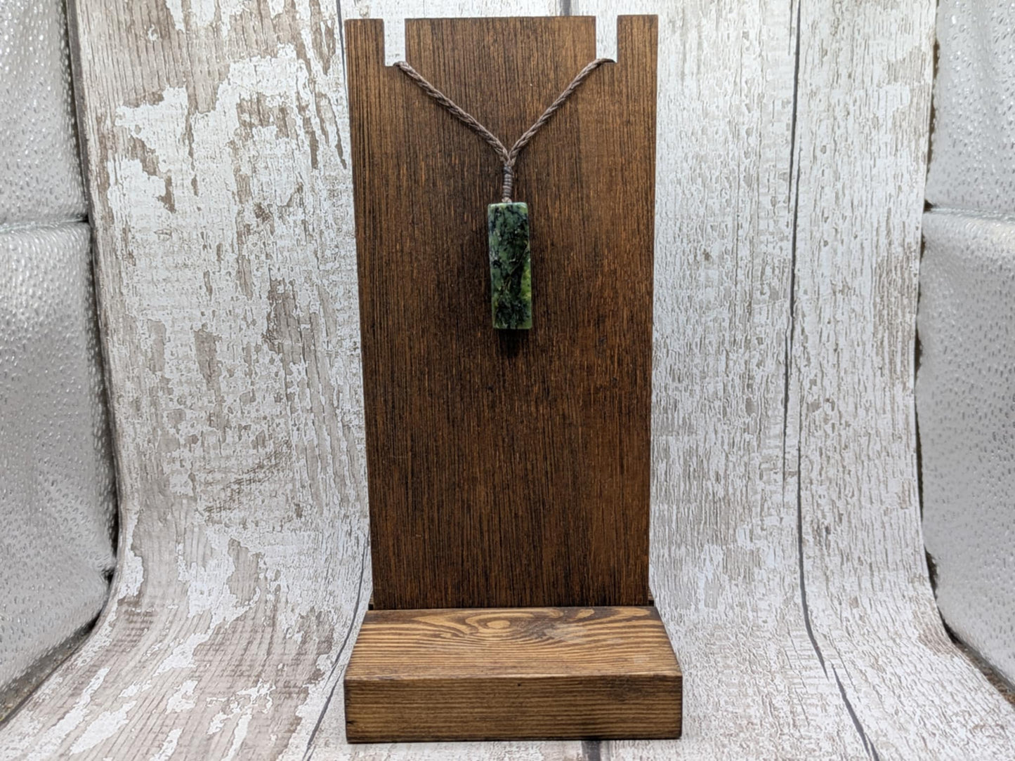 Hast pass serpentine rectangle pendant Pounamu greenstone.
