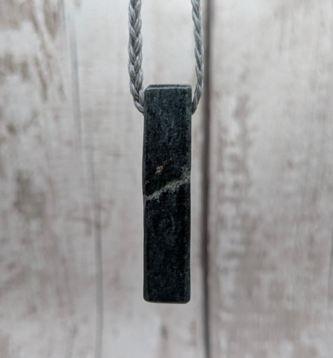 Small NZ Pounamu Nephrite Jade Rectangular Pendant – Side-Drilled Minimalist Greenstone Necklace, spiritual crystal.