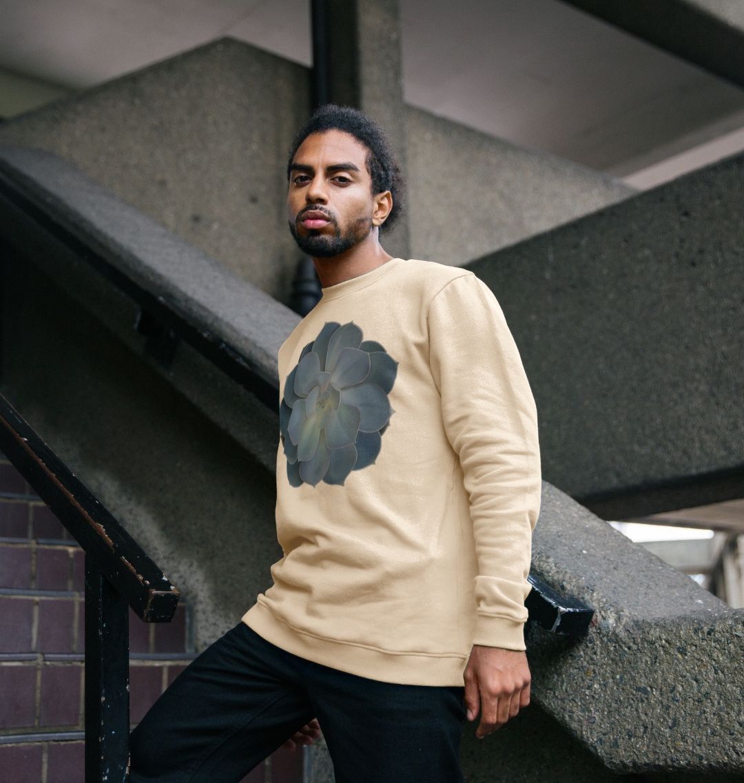 Mens green ombré succulent sweatshirt.