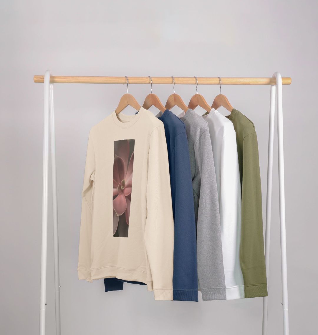 Men’s red to green succulent banner sweater.