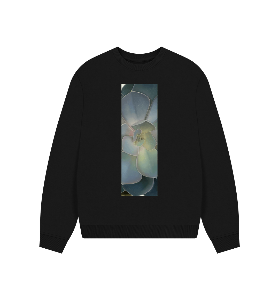 Black Women\u2019s green ombr\u00e9 succulent oversized Sweater.