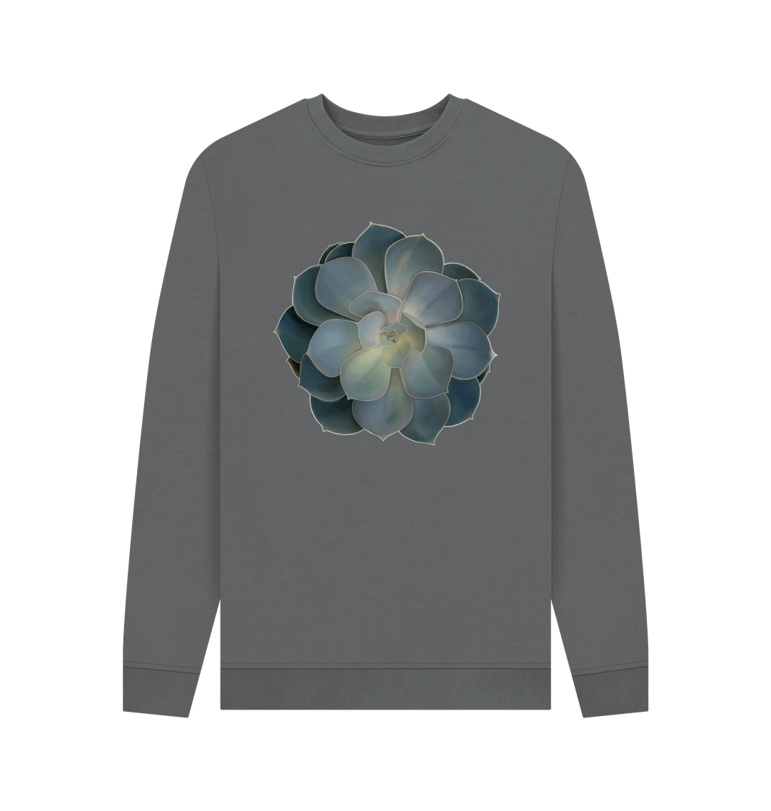 Slate Grey Mens green ombr\u00e9 succulent sweatshirt.
