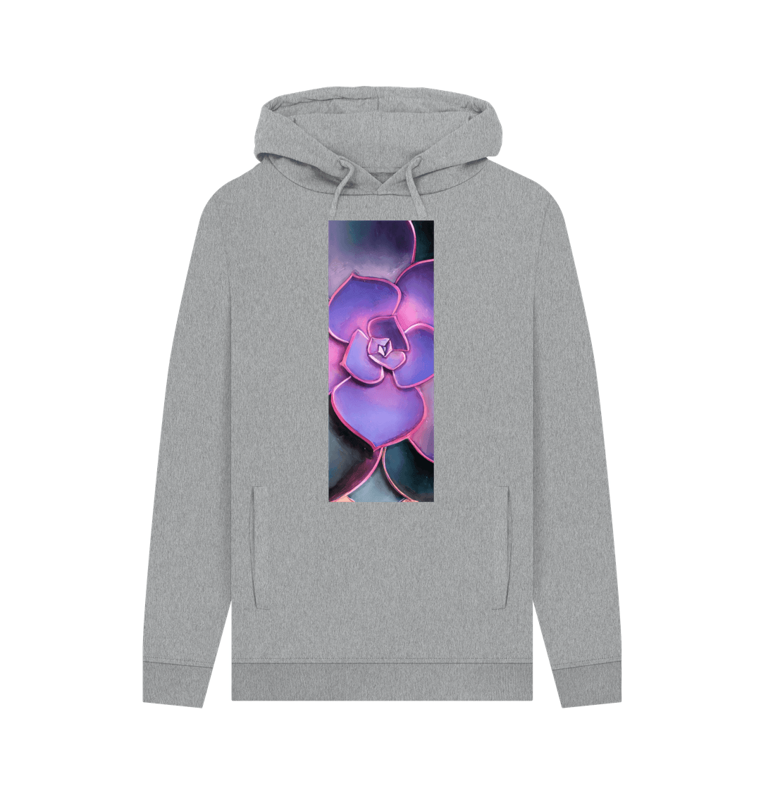 Light Heather Pink to purple ombr\u00e9 succulent unisex hoodie.