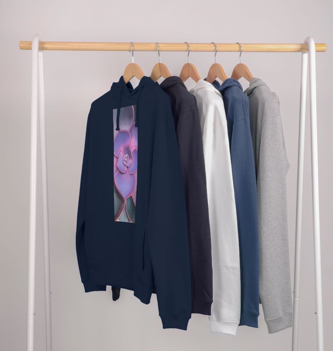 Pink to purple ombré succulent unisex hoodie.